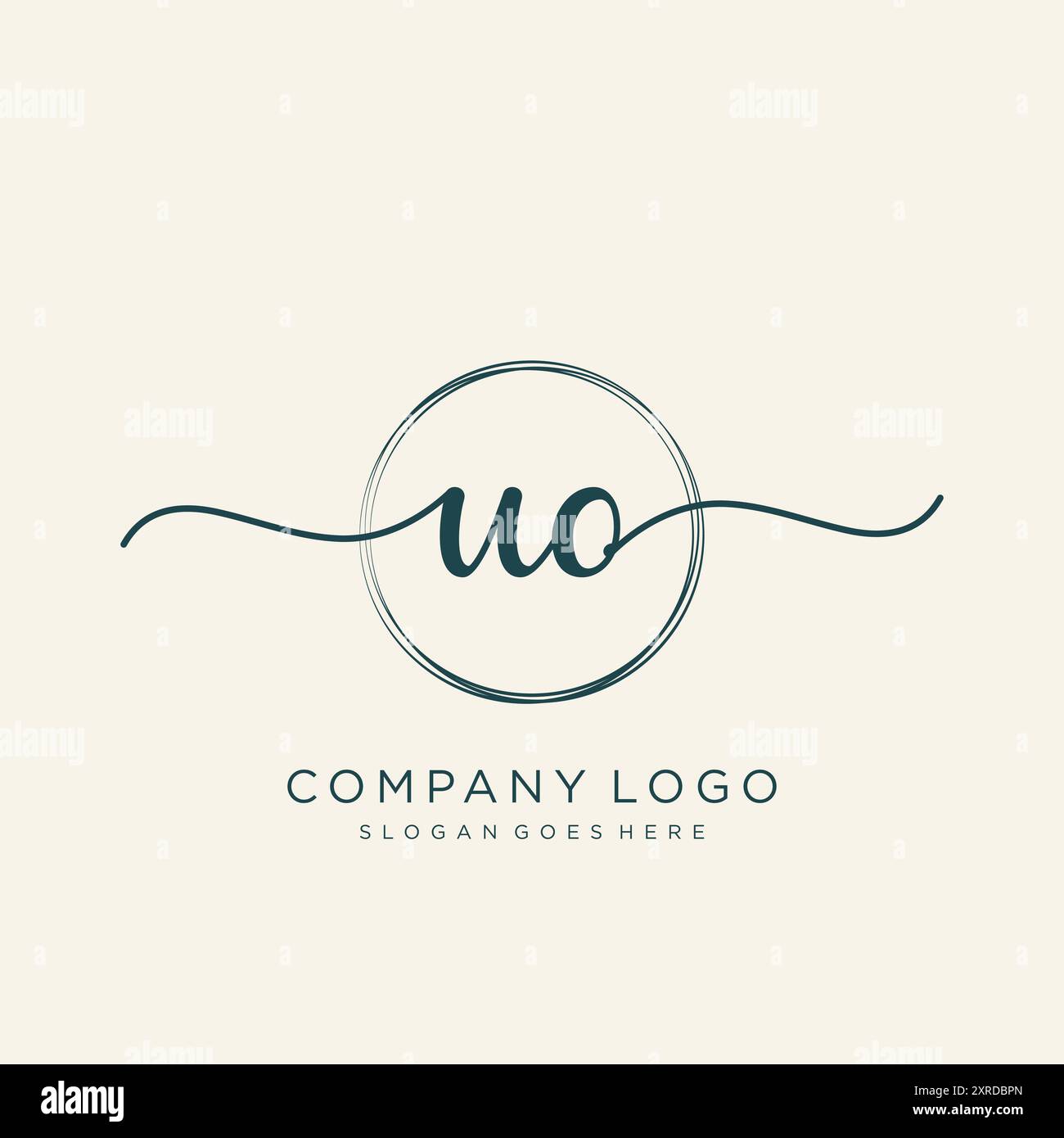 UO Initial Handwriting Logo Design Stock Vector