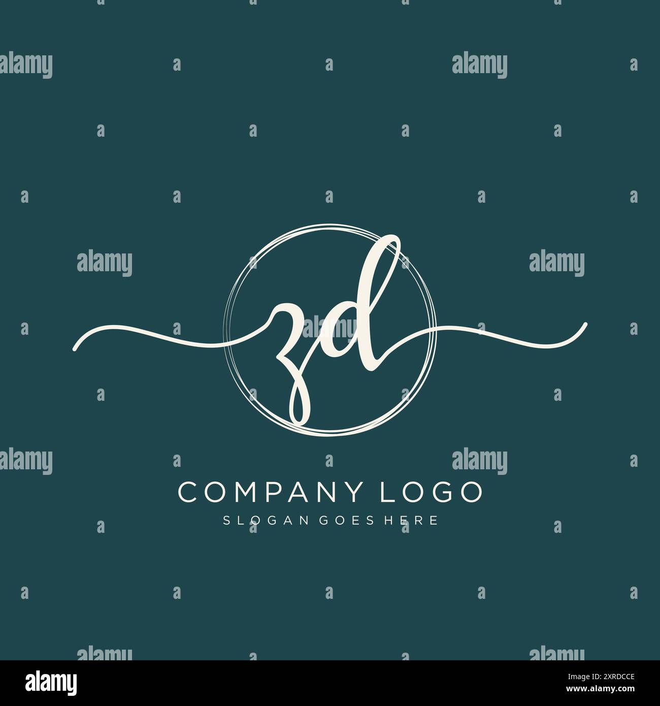ZD Initial Handwriting Logo Design Stock Vector