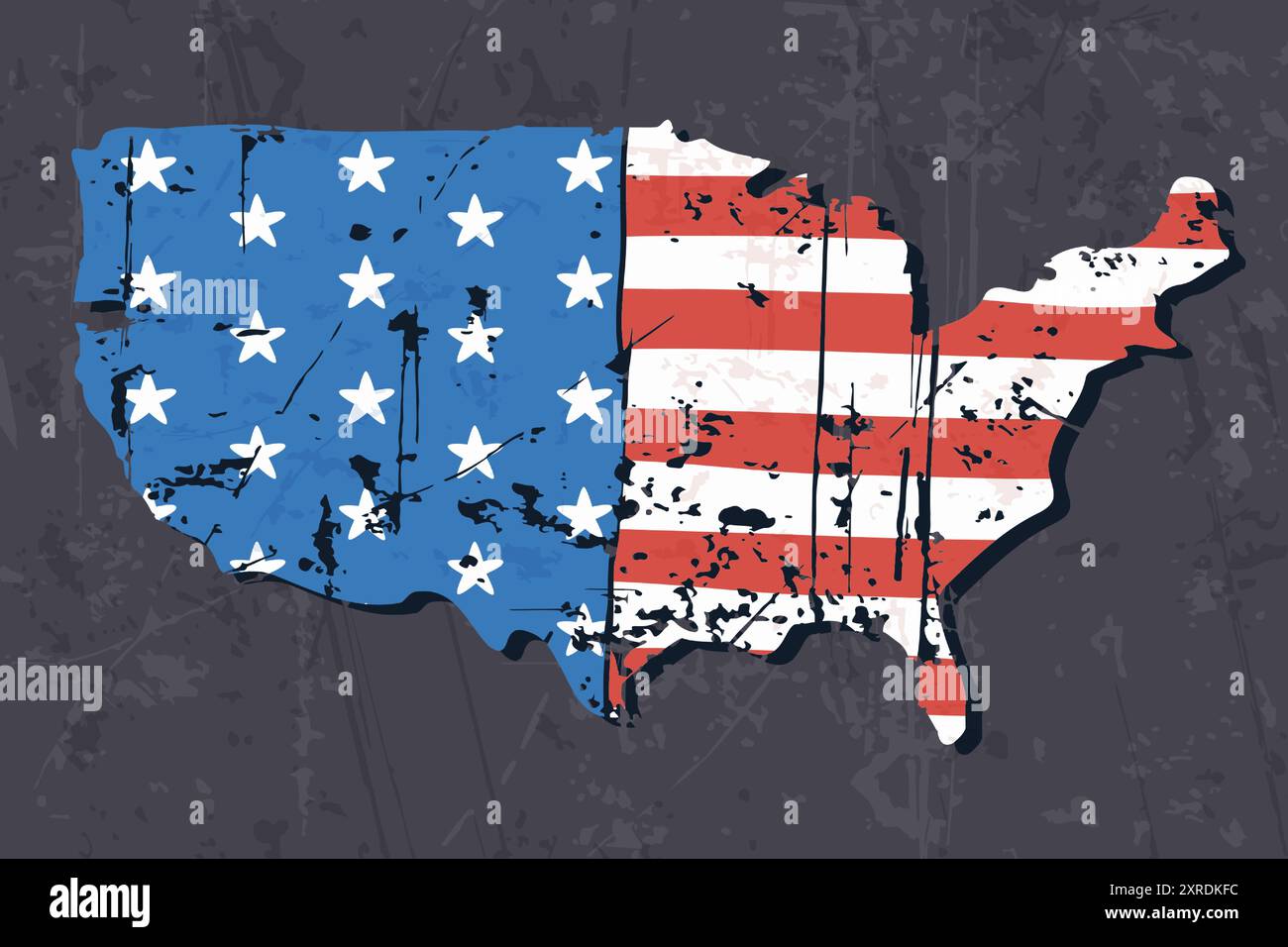 United states of america map and - United States Of America Map And Flag Patern With Scratch Abrasion Mark Grunge Style Vector 2XRDKFC