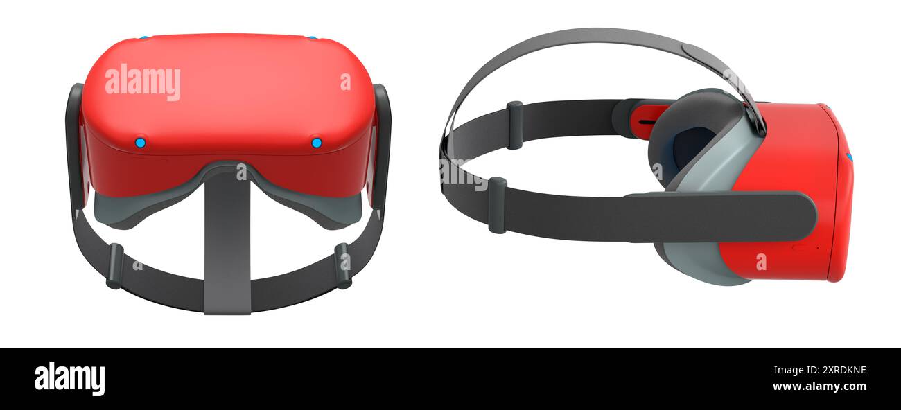Virtual reality glasses and headset isolated on white background with ...