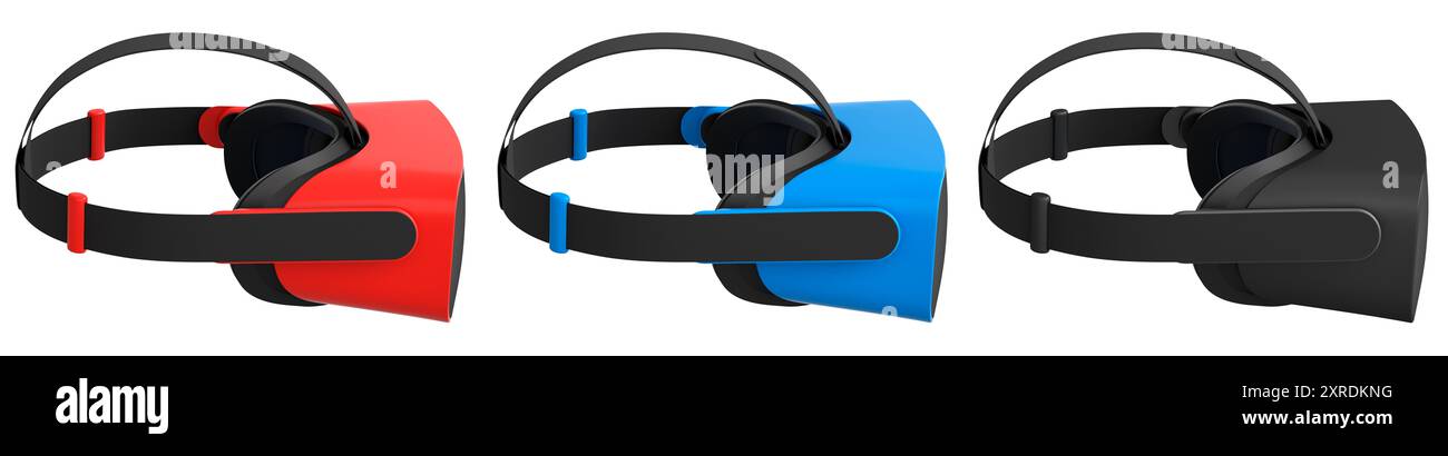 Virtual reality glasses and headset isolated on white background with ...