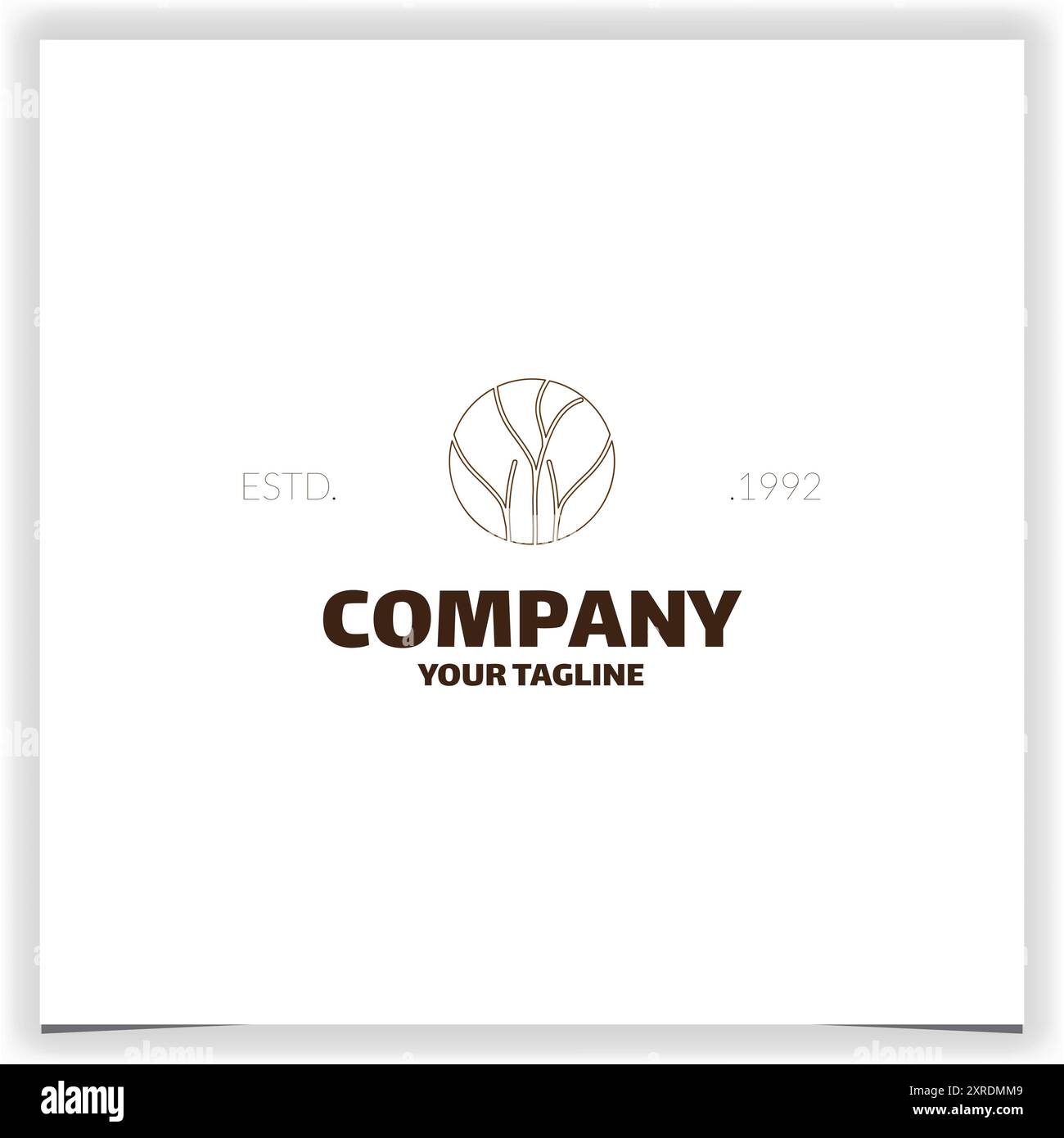 line art tree branch in circle logo design vector template Stock Vector ...