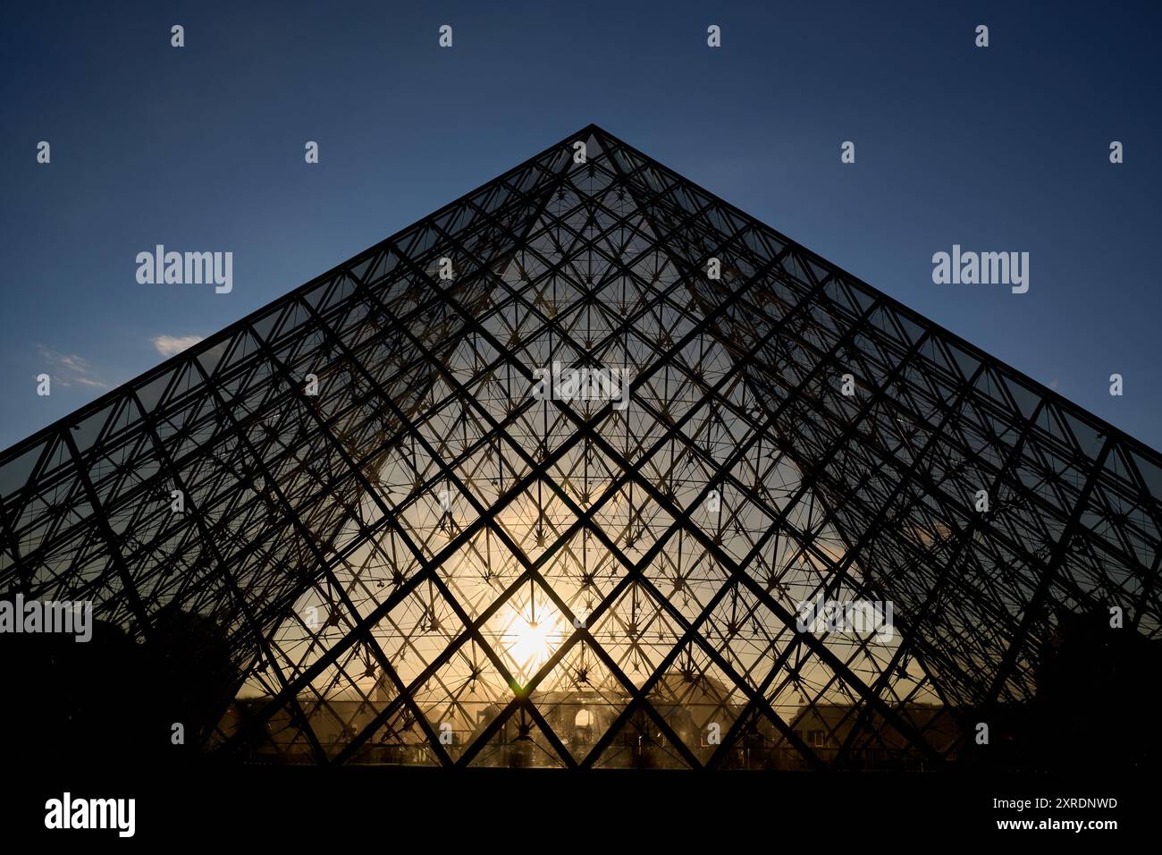 The Louvre Pyramid on the fourteenth day of the 2024 Paris Olympic