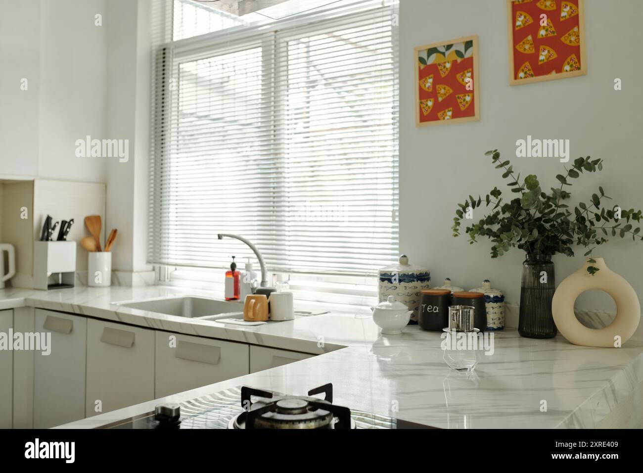 Clean Kitchen Counter With Sink Stock Photo - Alamy