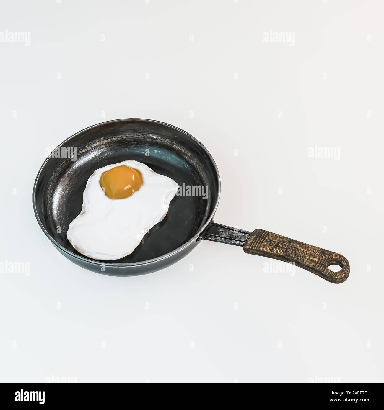 fried egg isolated on white background 3d illustration Stock Photo - Alamy