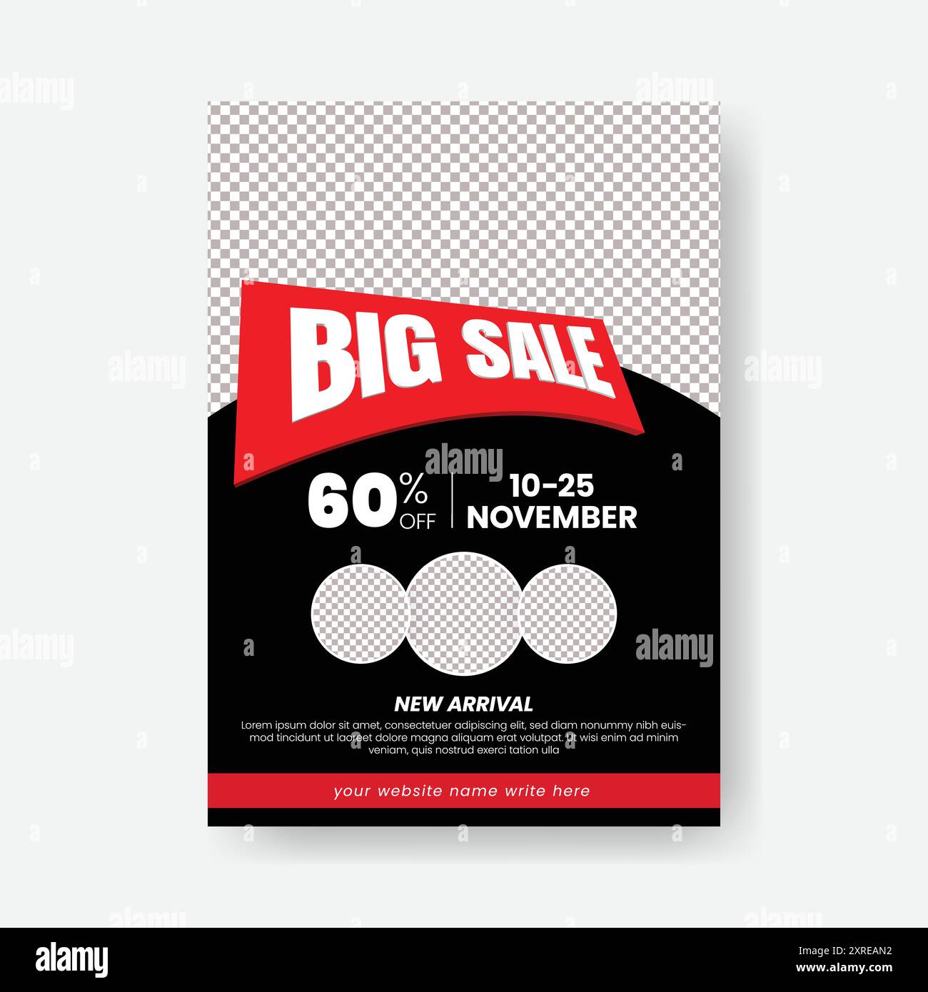 Black Friday product sale discount offer print flyer or poster template with vector 3d text effect Stock Vector