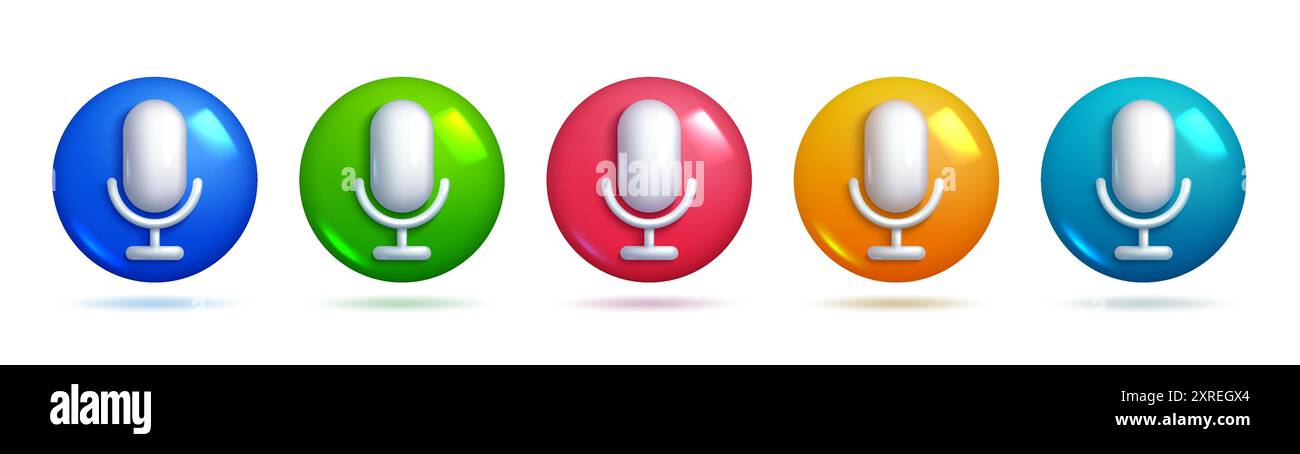 3d microphone realistic icons. Colorful elements for creative designs ...