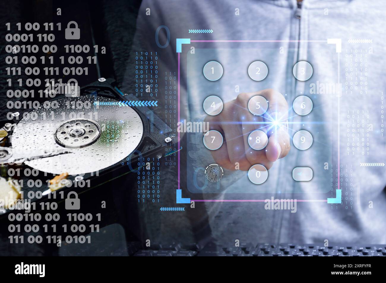 Cyber Security Ransomware Email Phishing Encrypted Technology, Digital Information Protected Secured Stock Photo