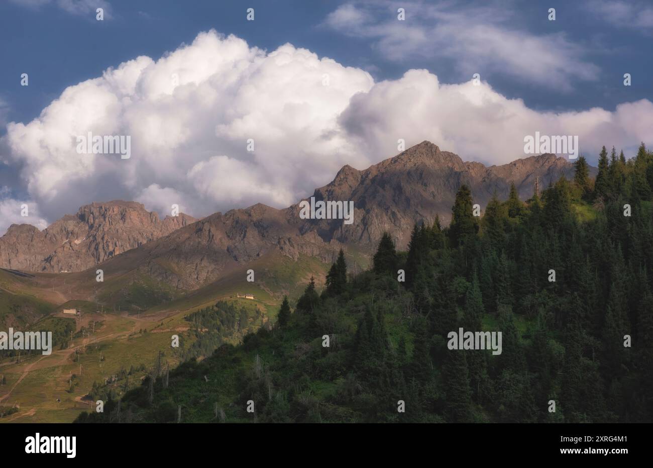 Beautiful mountain landscape in the Chimbulak tract in the city of Almaty in Kazakhstan in summer Stock Photo