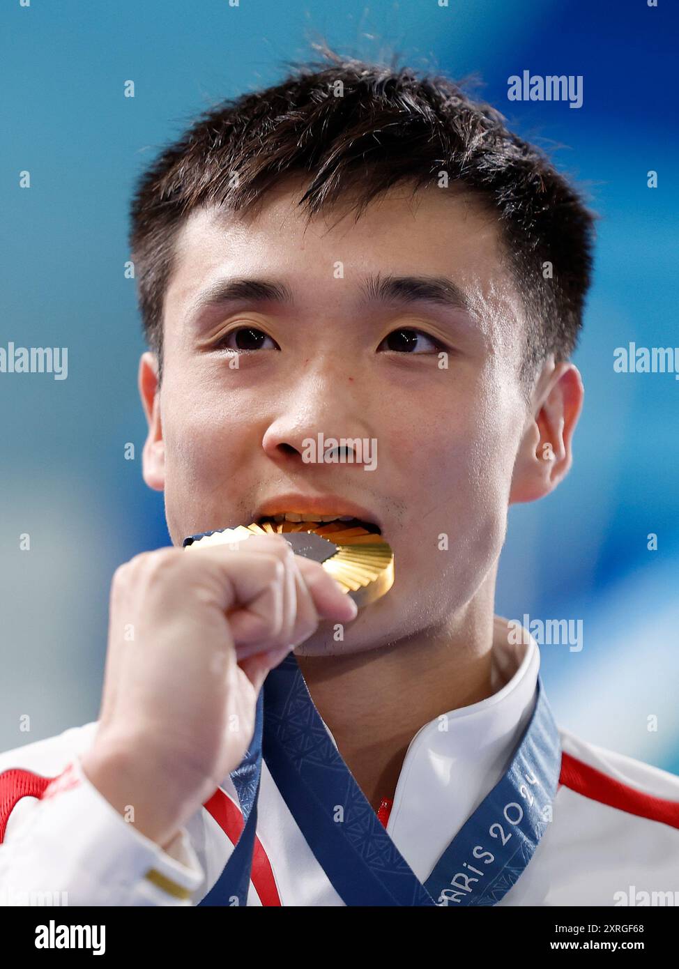 Saint Denis. 10th Aug, 2024. Gold medalist Cao Yuan of China attends ...