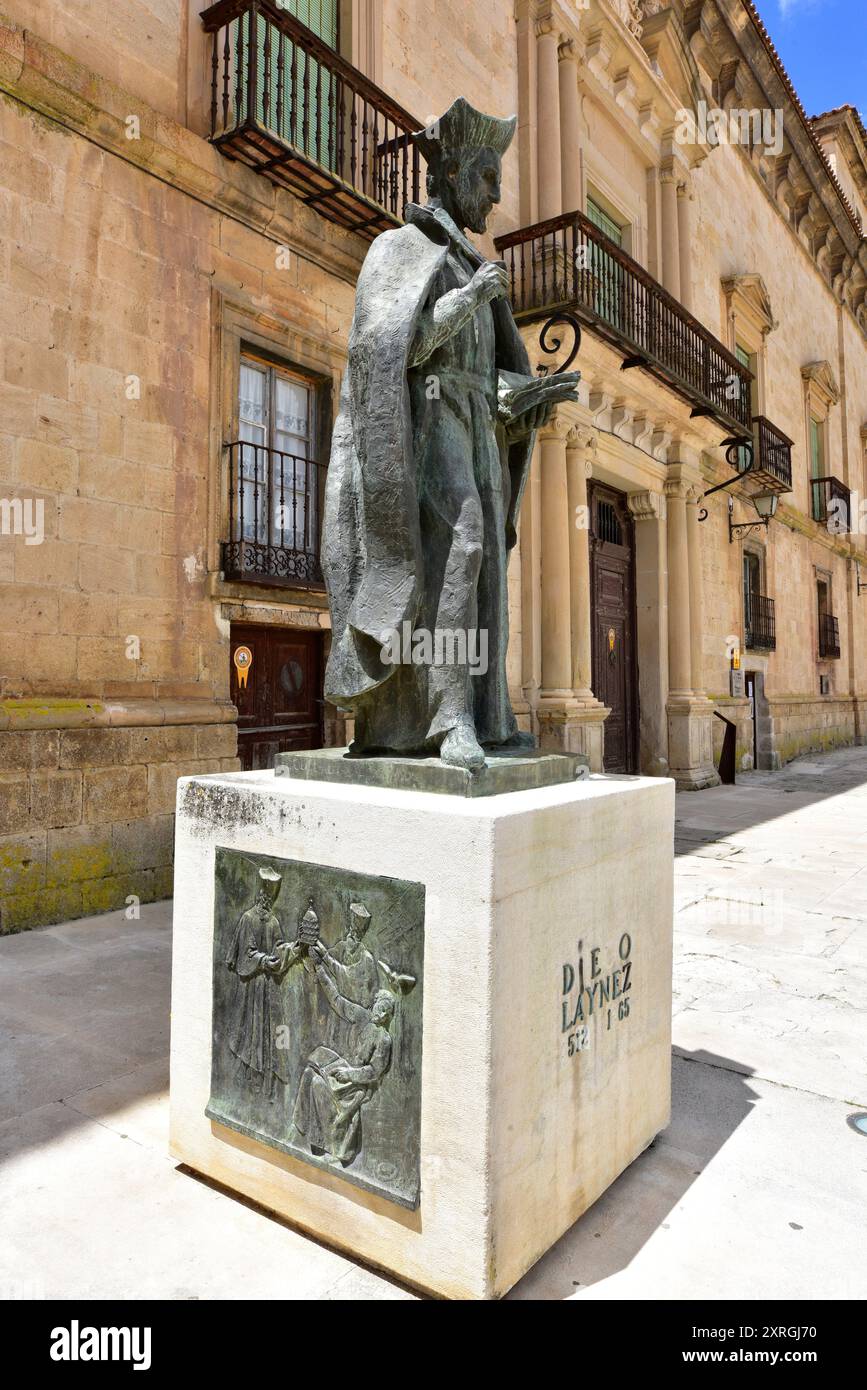 Almazan, statue of Diego Lainez theologian. Soria province, Castilla y Leon, Spain. Stock Photo