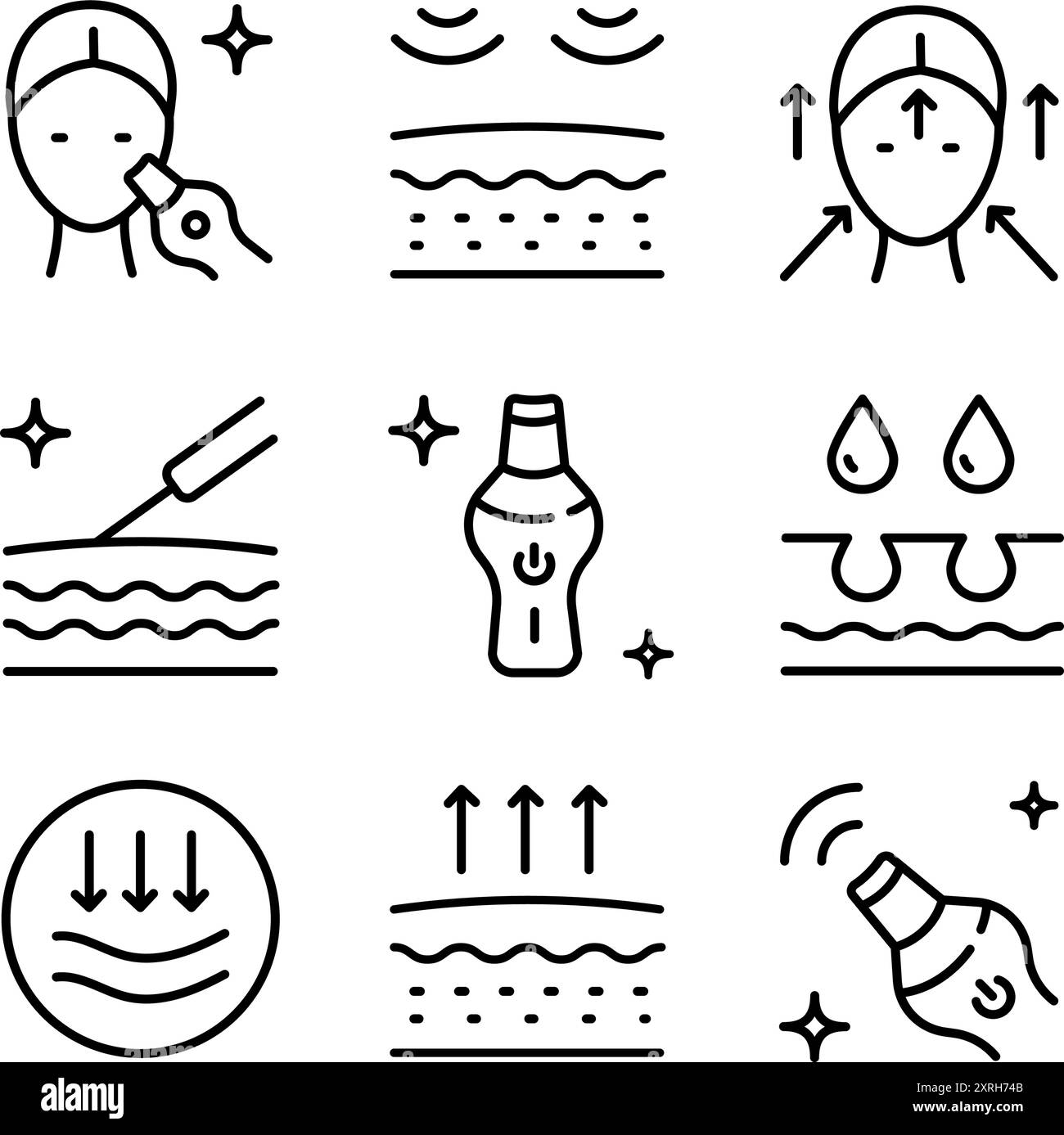 Skin Care line icons set. Facial Skin Cleaner outline icons set. Device ...