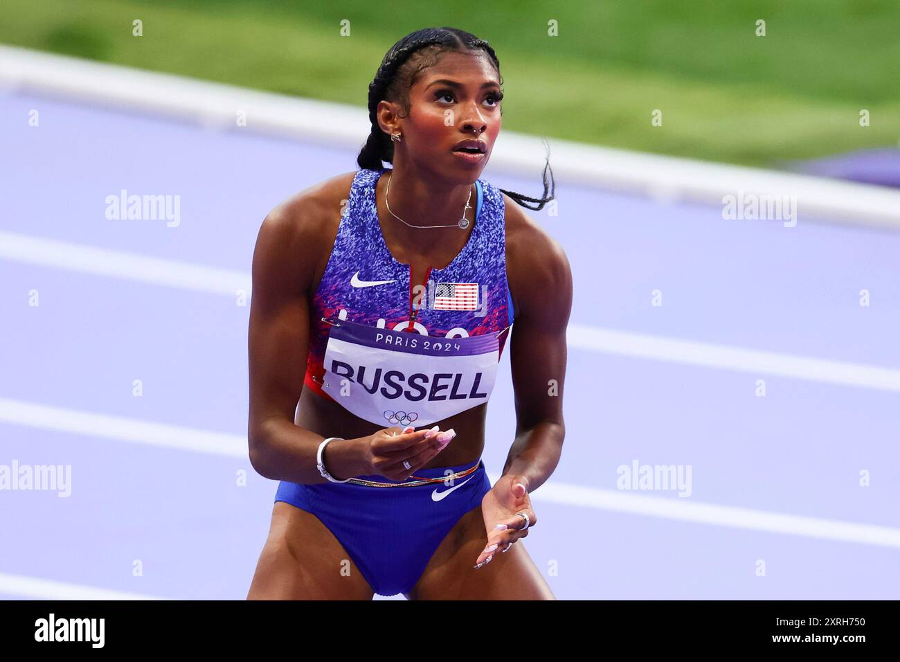 PARIS, FRANCE - AUGUST 10: Masai Russell of USA celebrates after ...