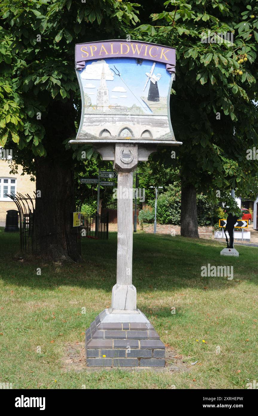 Village sign, Spaldwick, Cambridgeshire Stock Photo - Alamy