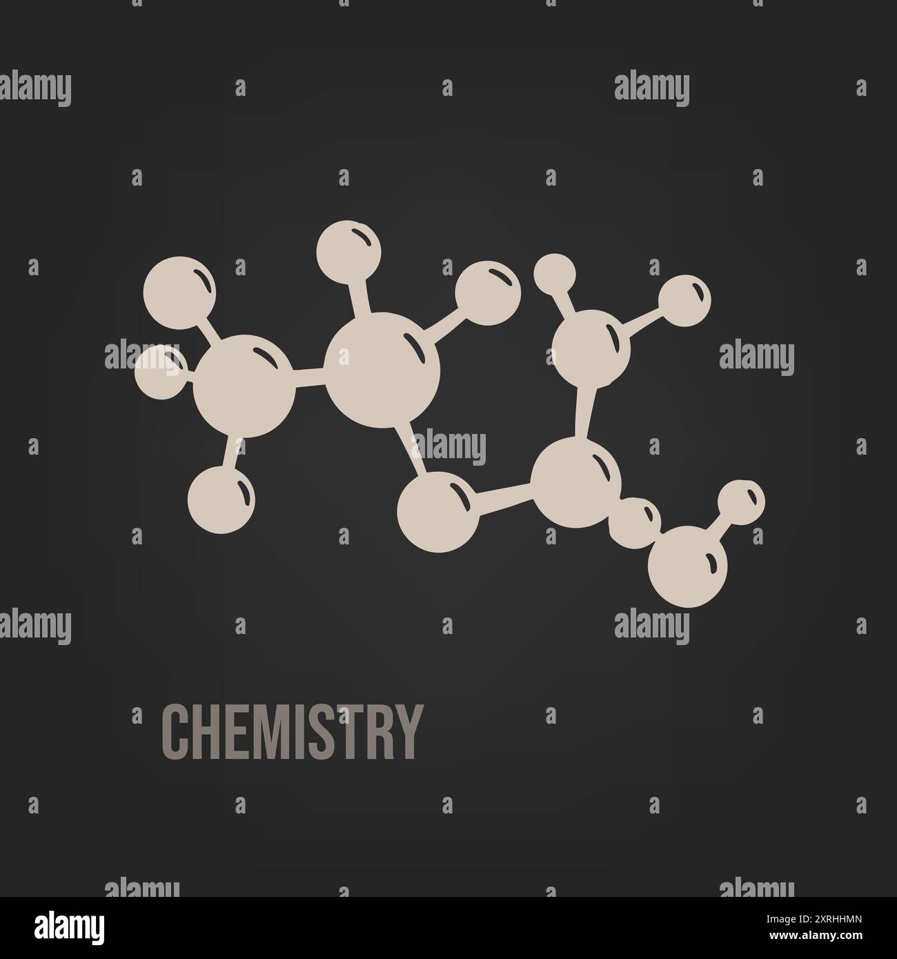 Molecule sketch for chemistry, biology lessons hand-drawn on a dark ...