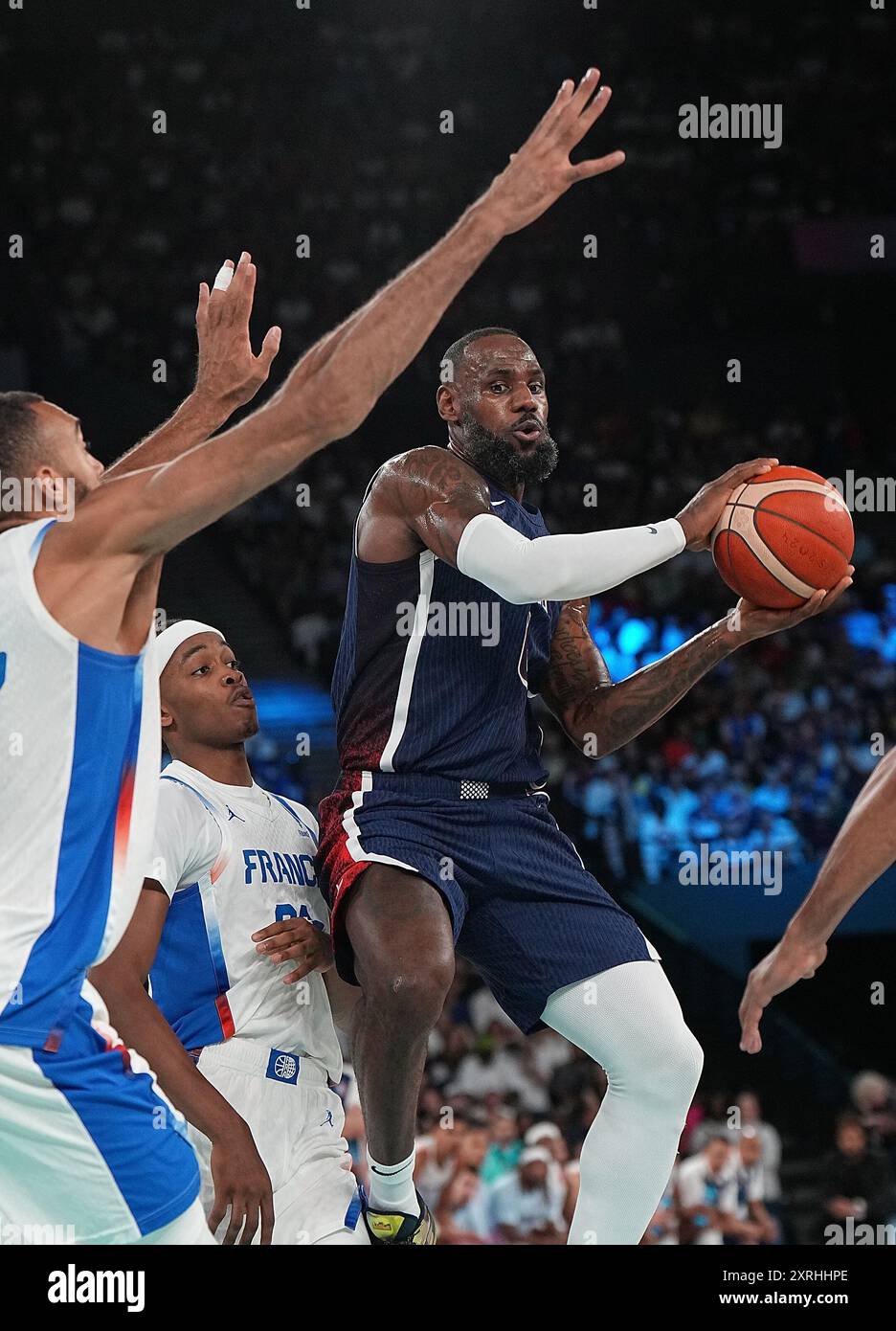 Paris, France. 10th Aug, 2024. LeBron James (R) of the United States ...
