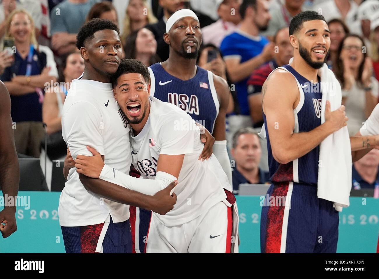 Team USA celebrates after beating France to win the gold medal during a ...