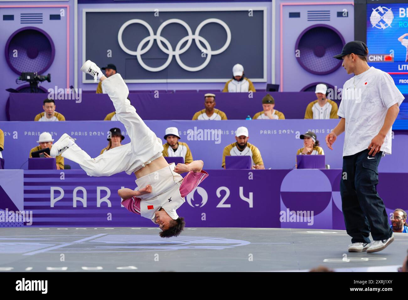 Paris, France. 10th Aug, 2024. Qi Xiangyu (L) of China, known as B-Boy ...