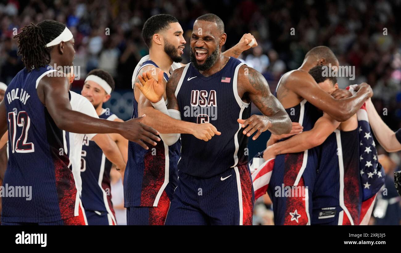 United States' LeBron James (6) celebrates after beating France to win ...