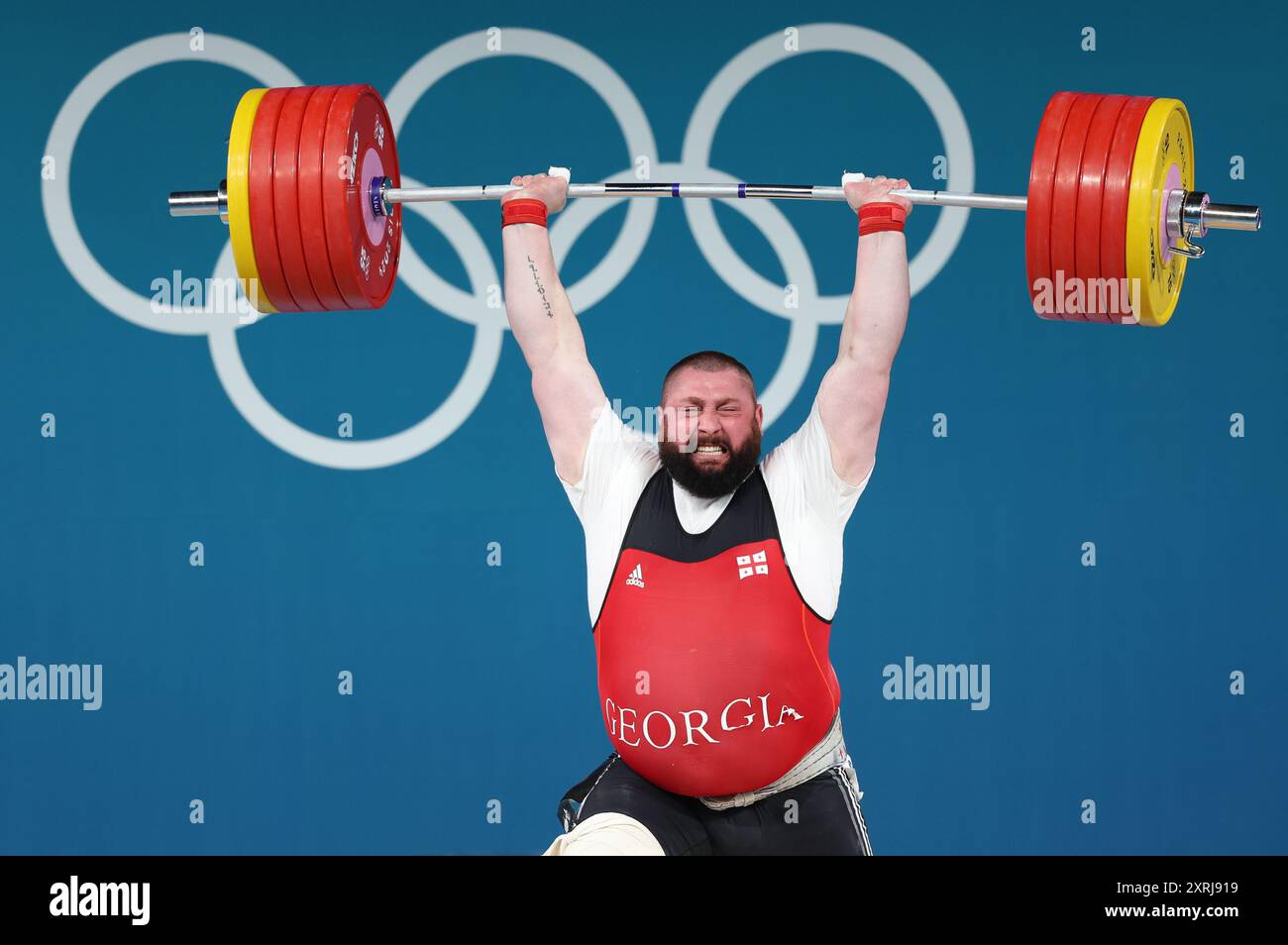 Paris, France. 10th Aug, 2024. Lasha Talakhadze of Georgia competes ...