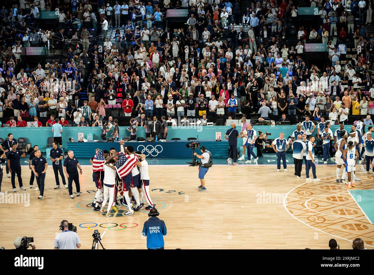 Paris, France. 10th Aug, 2024. Team USA with USA's #06 LeBron James ...