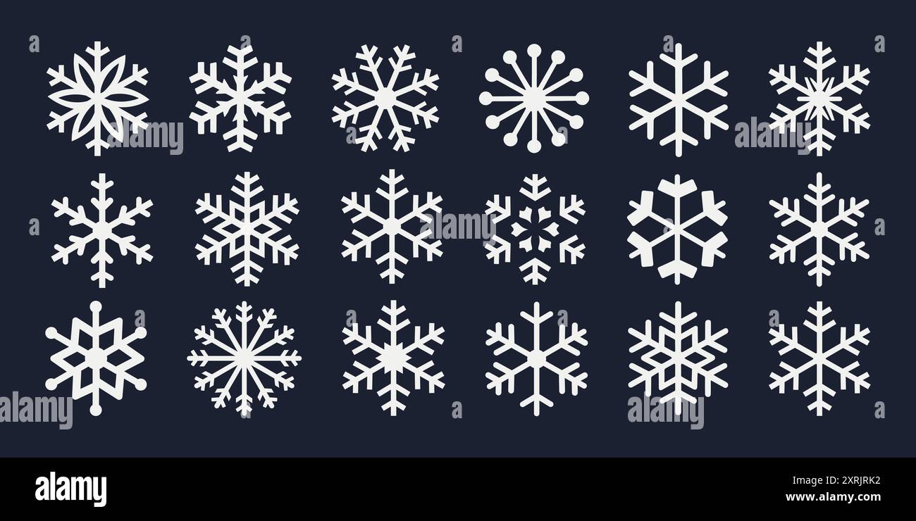 Collection of Elegant Vector Snowflake Set on Dark Background - Perfect ...