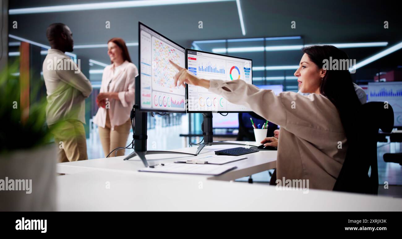 Data Analyst Using Data Analytics KPI Dashboard Stock Photo