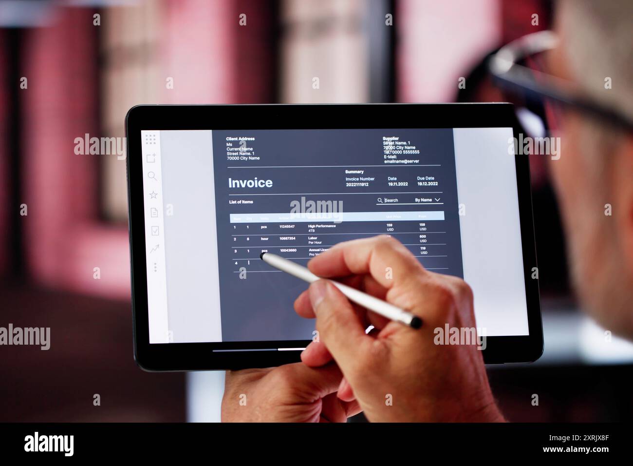 Online Digital E Invoice Statement On Laptop Stock Photo