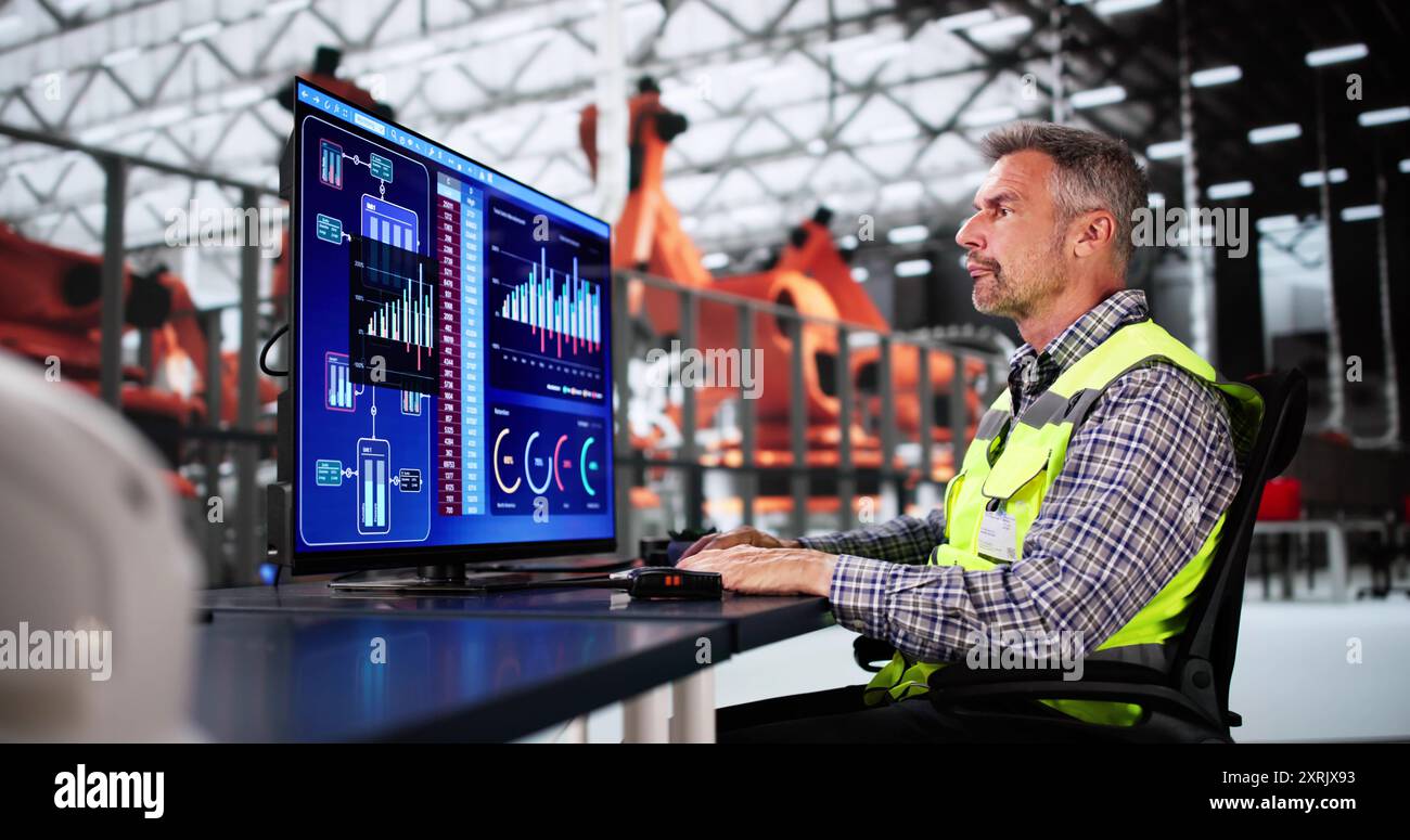 Engineer Operator Using Scada System At Industrial Plant Stock Photo ...