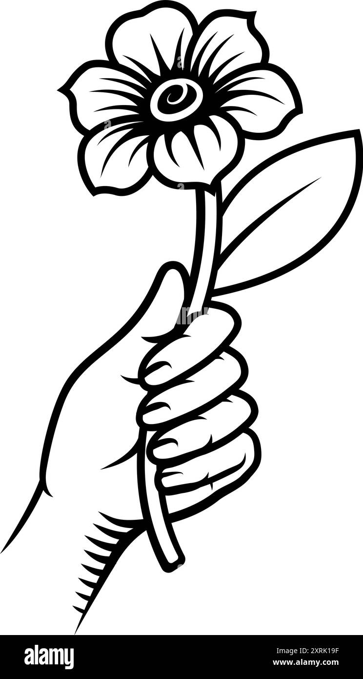 Hand flower woodcut hi-res stock photography and images - Alamy