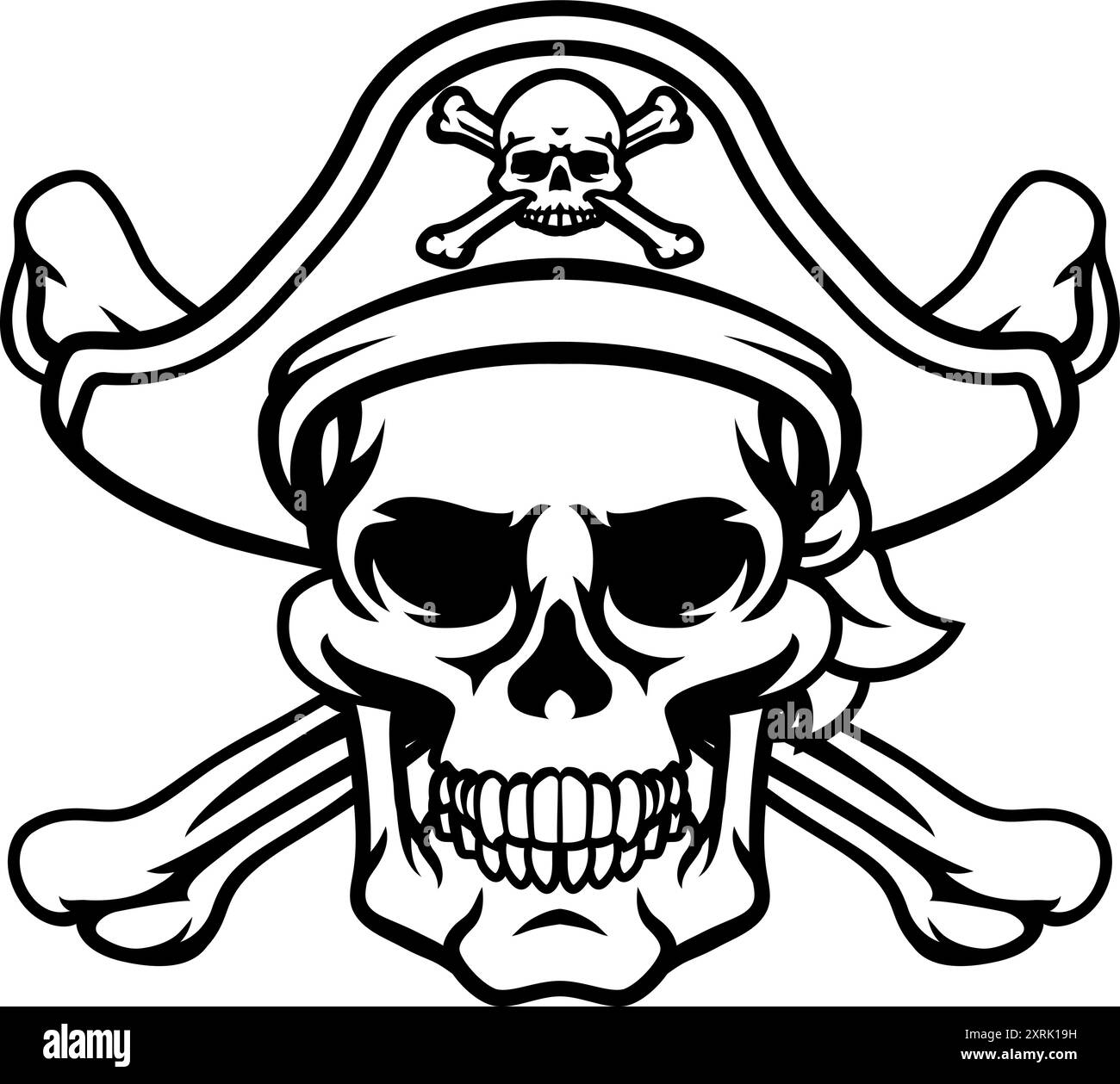Pirate Hat Skull and Crossbones Cartoon Stock Vector Image & Art - Alamy