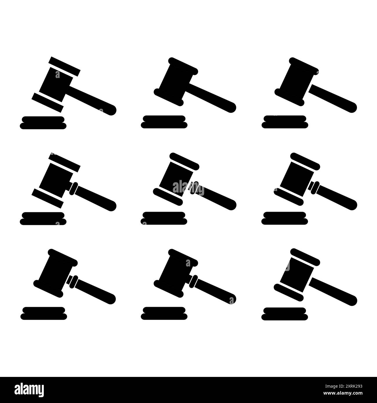 Set of Judge hammer icon, law auction symbol, justice sign vector ...