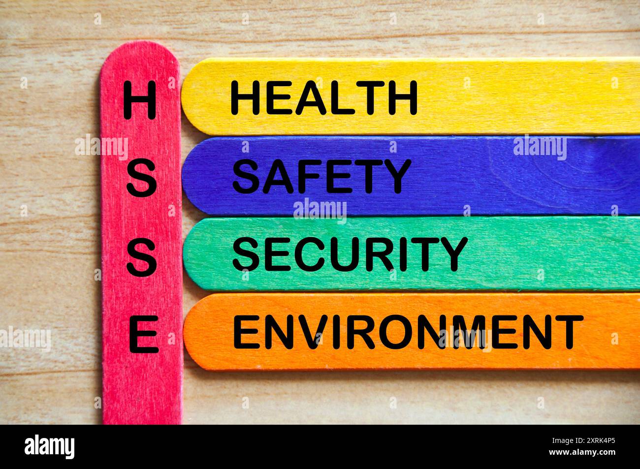 Top View Of Hsse Text Representing Health Safety Security And Environment On Multicolored 5348