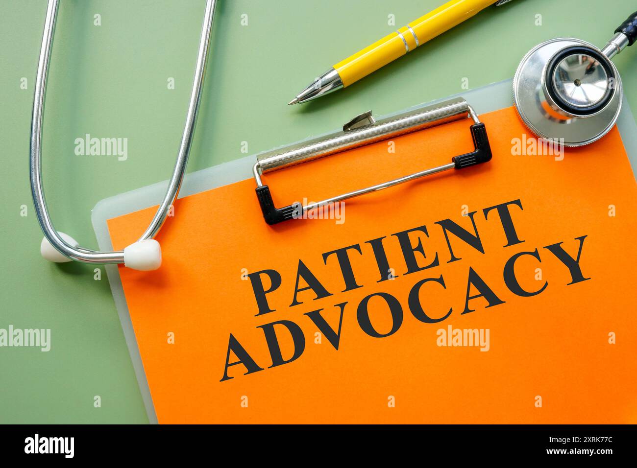 Stethoscope and document about patient advocacy. Healthcare support and patient care. Stock Photo