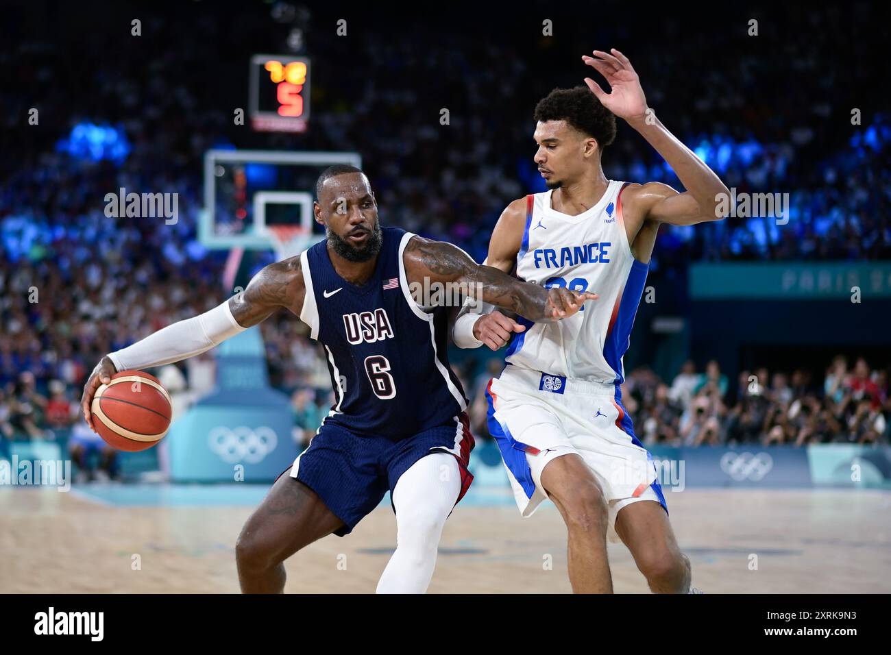 LeBron James of USA and Victor Wembanyama of France, Basketball, Men's ...