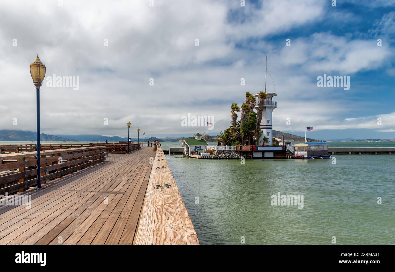 Forbes Island is a floating island and event space near Bradford Island, San Francisco, California Stock Photo