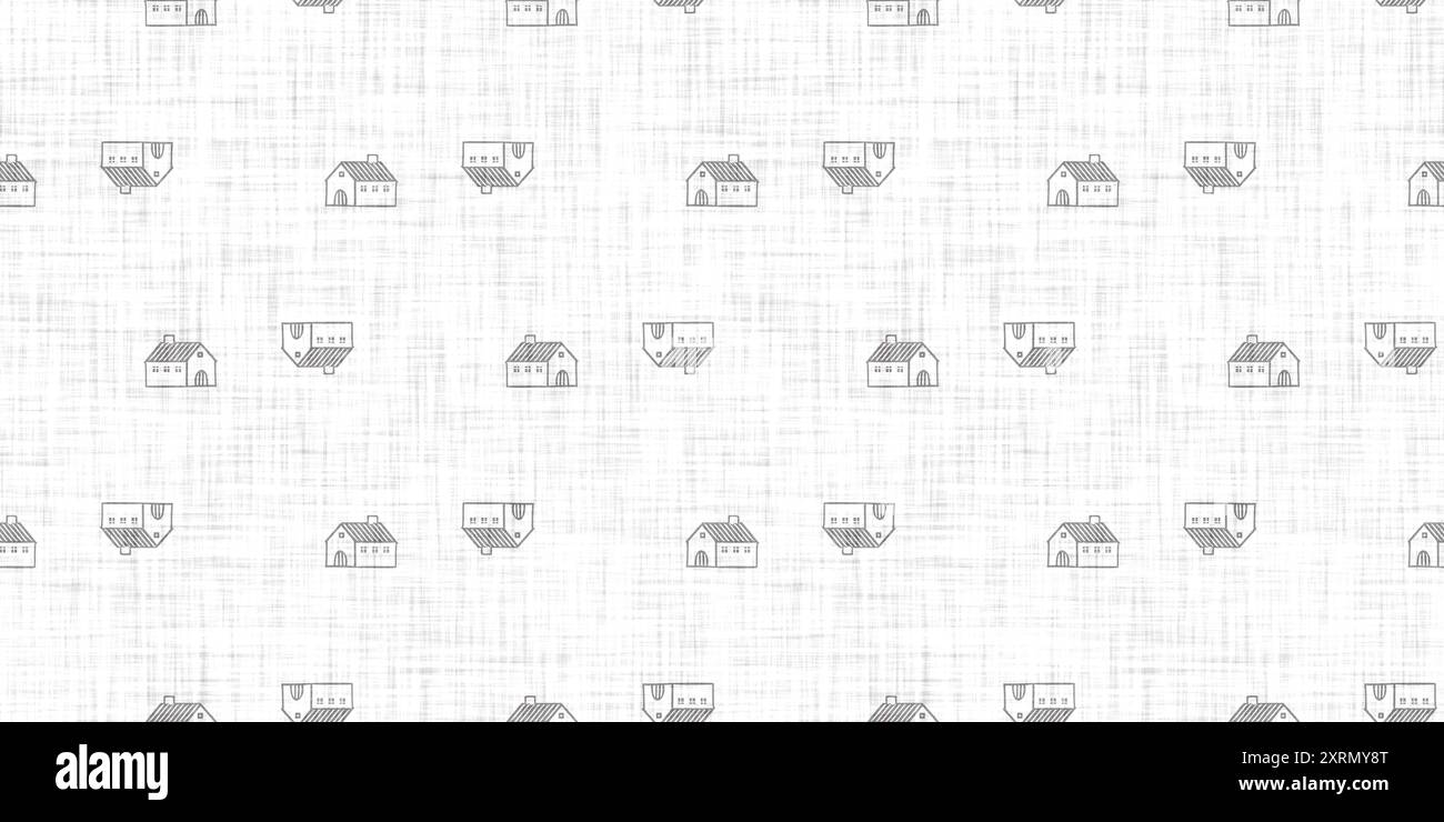 White neutral minimal house motif with Linen effect texture for baby ...