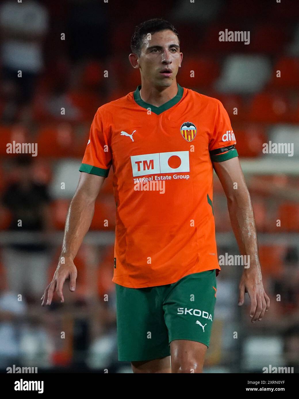 Valencia, Spain. 10th Aug, 2024. Cesar Tarrega of Valencia CF during the Taronja Trophy match between Valencia CF and Eintracht Frankfurt played at Mestalla Stadium on August 10, 2024 in Valencia Spain. (Photo by Montserrat Canellas/PRESSINPHOTO) Credit: PRESSINPHOTO SPORTS AGENCY/Alamy Live News Stock Photo