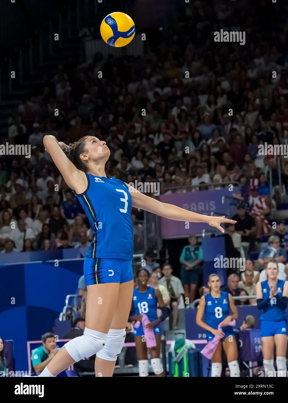 Paris, Ile de France, France. 11th Aug, 2024. Italy setter CARLOTTA CAMBI (3) competes in the Women's Volleyball Gold Medal Match at the South Paris Arena 1 during the 2024 Paris Summer Olympics in Paris, France. (Credit Image: © Walter Arce/ZUMA Press Wire) EDITORIAL USAGE ONLY! Not for Commercial USAGE! Stock Photo