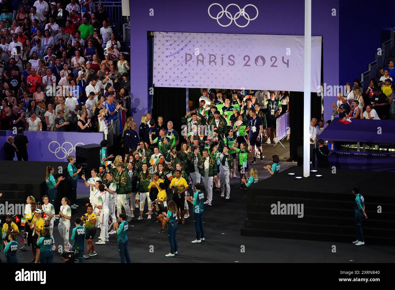 Team Ireland arrive during the closing ceremony of the 2024 Paris