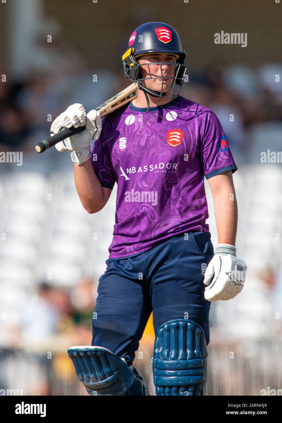 Nottingham, UK. 11th Aug, 2024. Noah THAIN of Essex CCC during the Royal London One-day Cup match Nottinghamshire vs Essex at Trent Bridge, Nottingham, United Kingdom, 11th August 2024 (Photo by Mark Dunn/News Images) in Nottingham, United Kingdom on 8/11/2024. (Photo by Mark Dunn/News Images/Sipa USA) Credit: Sipa USA/Alamy Live News Stock Photo