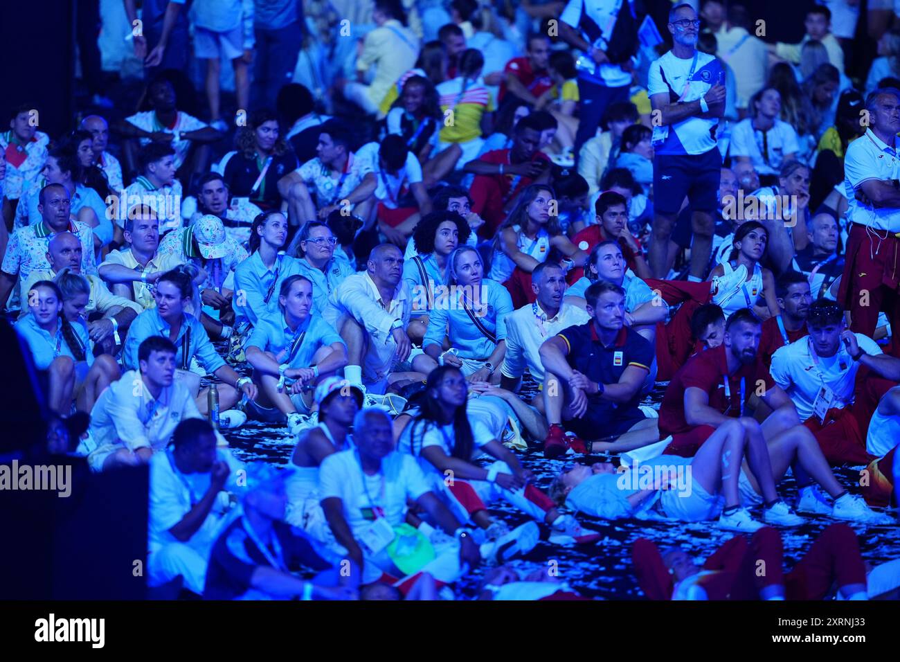 Athletes during the closing ceremony of the 2025 Paris Olympic Games