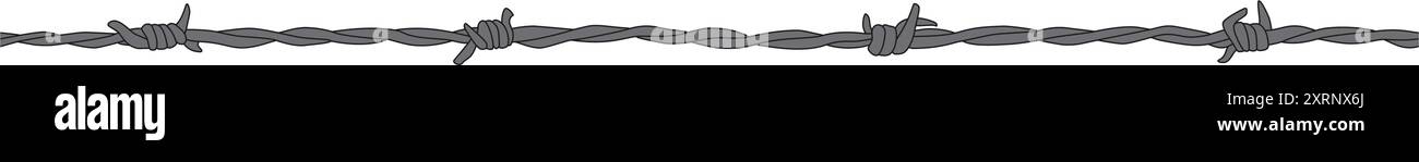 Barbed wire fence seamless vector illustration with metal twists and ...