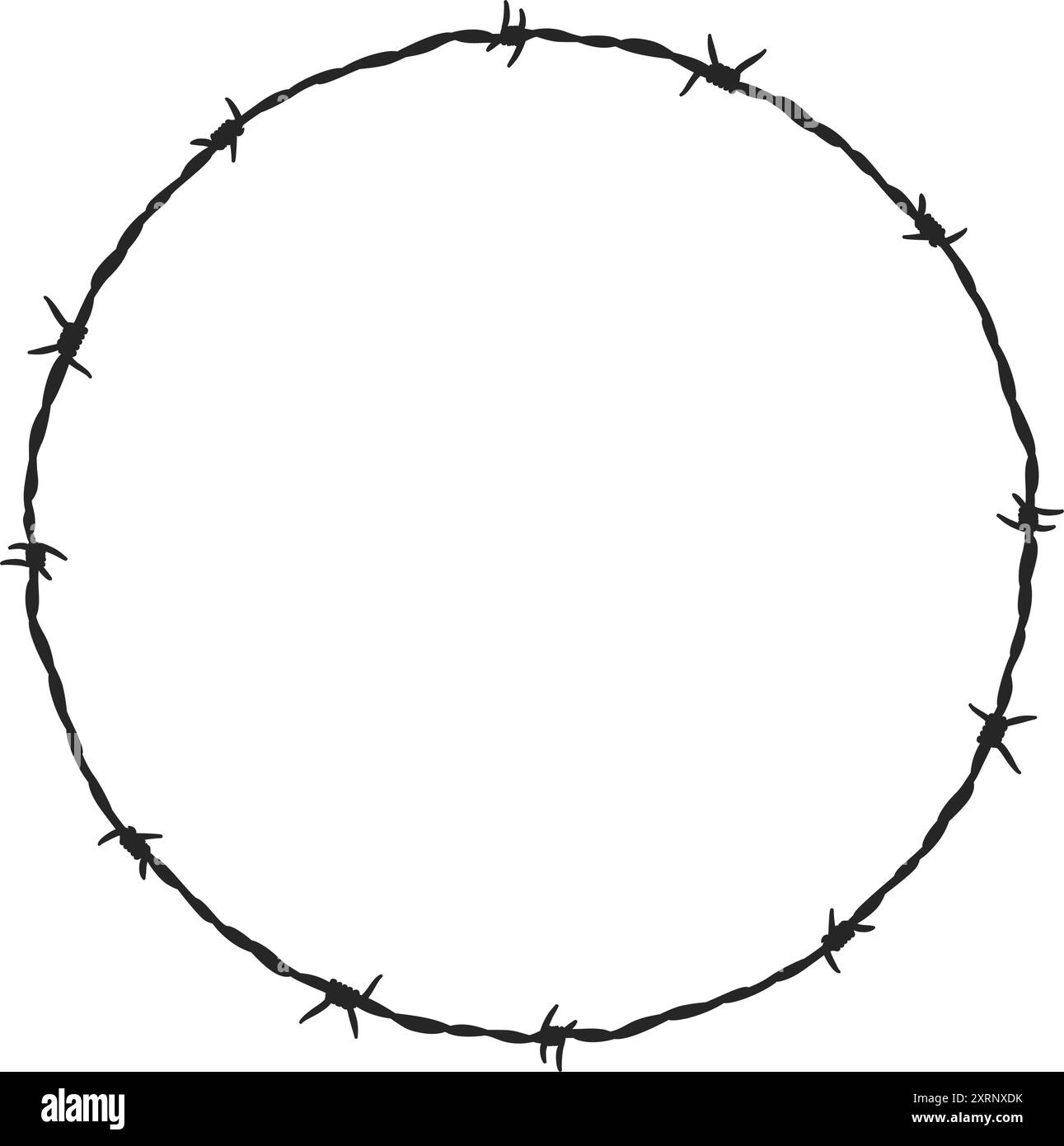 Barbed wire circle frame black silhouette vector Stock Vector