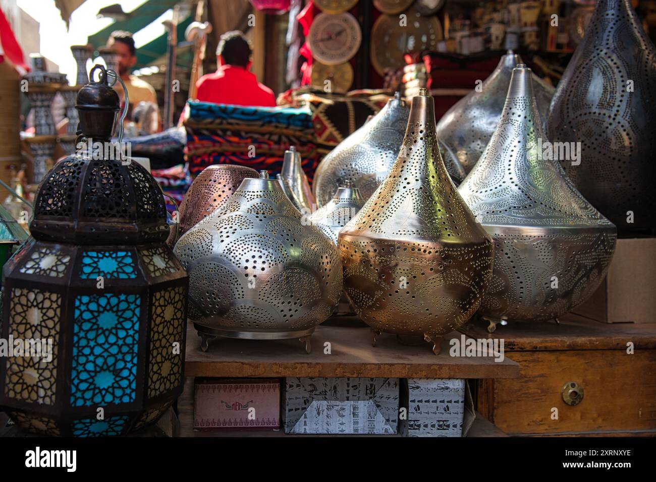 Lamps on sale during Ramadan in Khan El Khalili bazaar Stock Photo