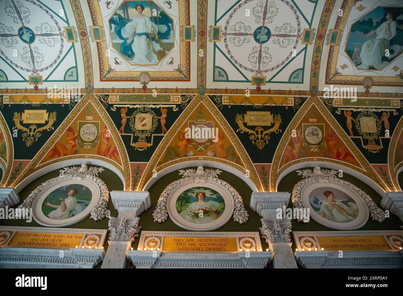 Beaux Art ceiling at the Library of Congress in Washington DC Stock Photo