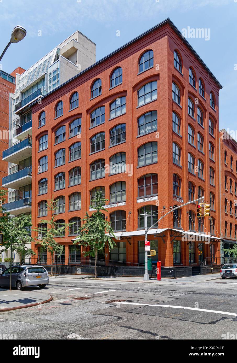 78 Laight Street, dubbed Pearline Soap Factory Condominium, is a 2006 apartment building in the midst of Tribeca North Historic District. Stock Photo