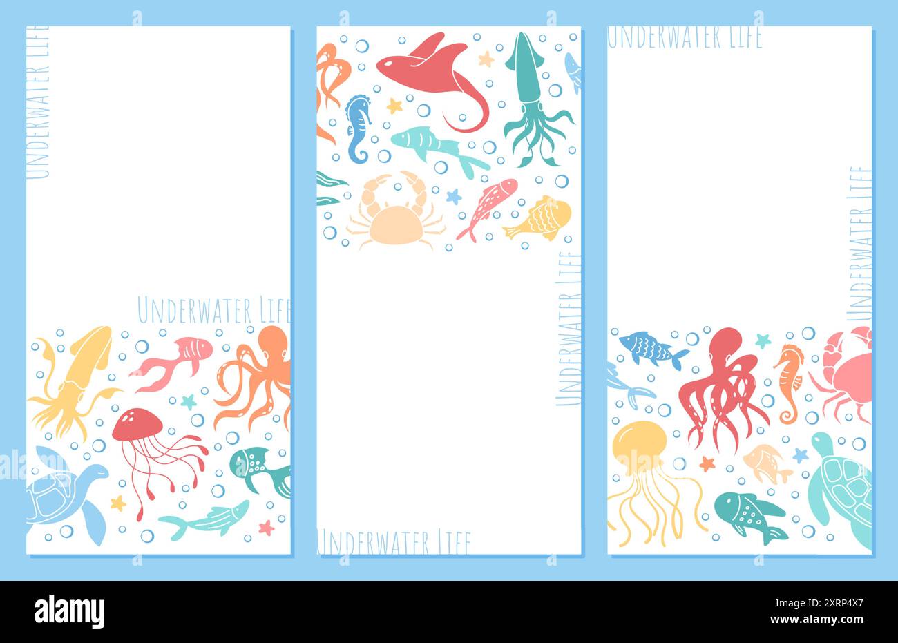 Tropical Marine Life with Coral and Seaweed Elements Stock Vector