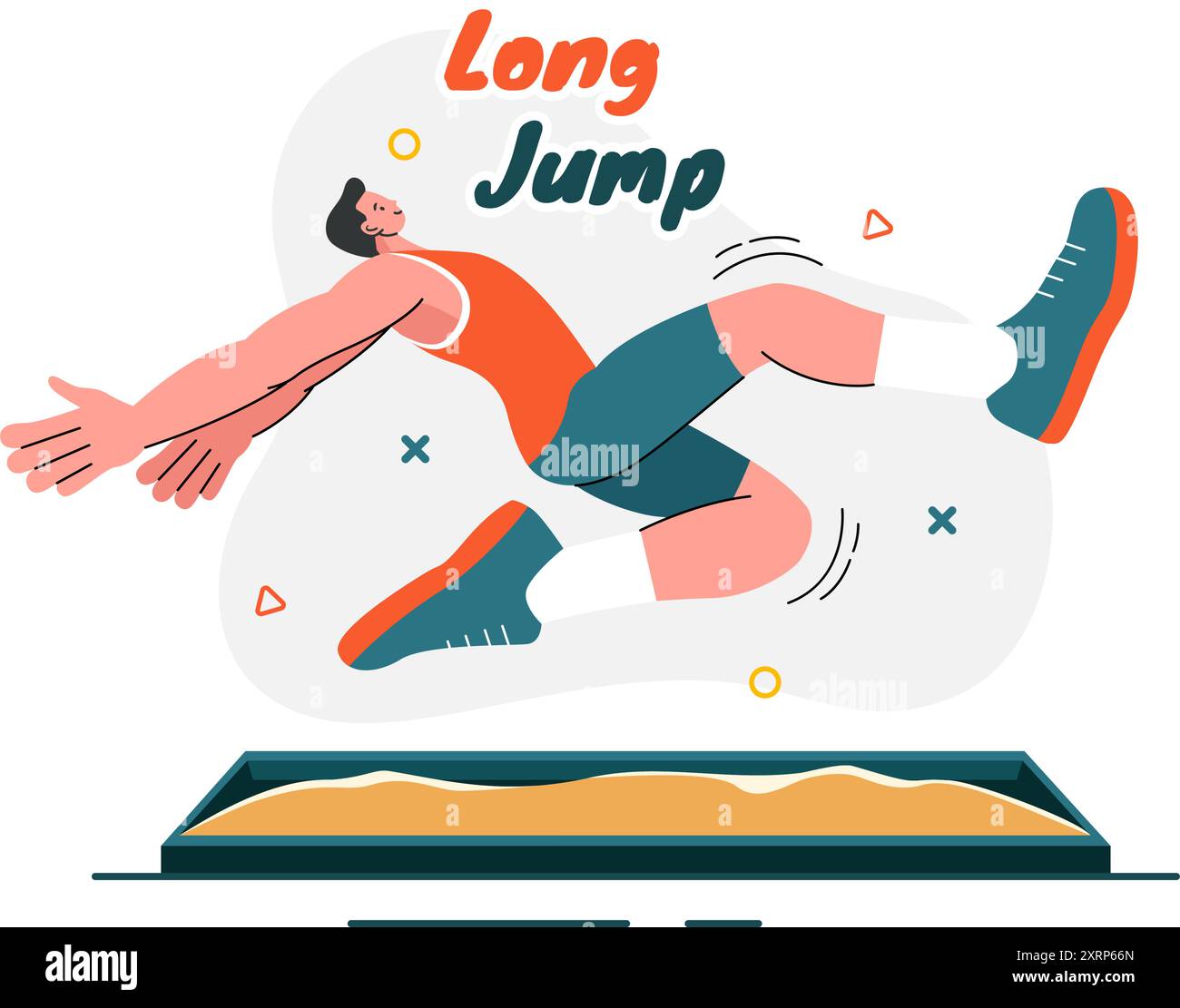 Vector Illustration of an Athlete Performing a Long Jump in a Sand Pit ...