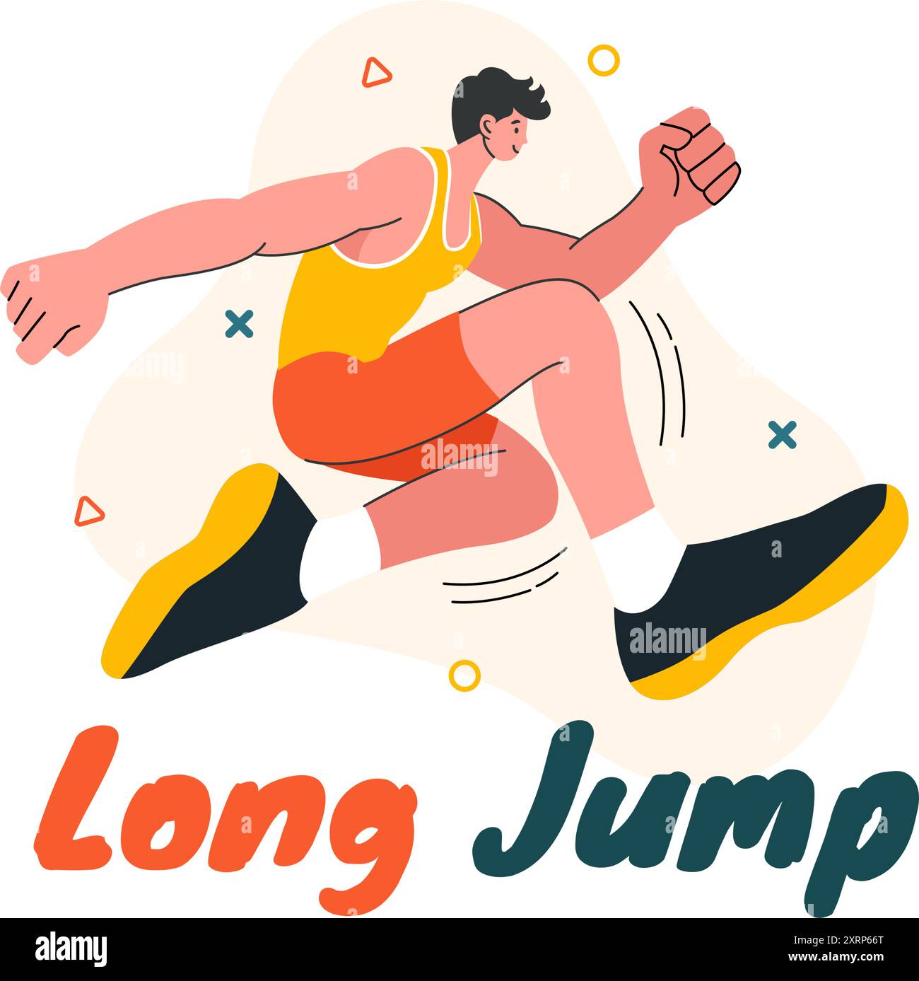 Vector Illustration of an Athlete Performing a Long Jump in a Sand Pit ...